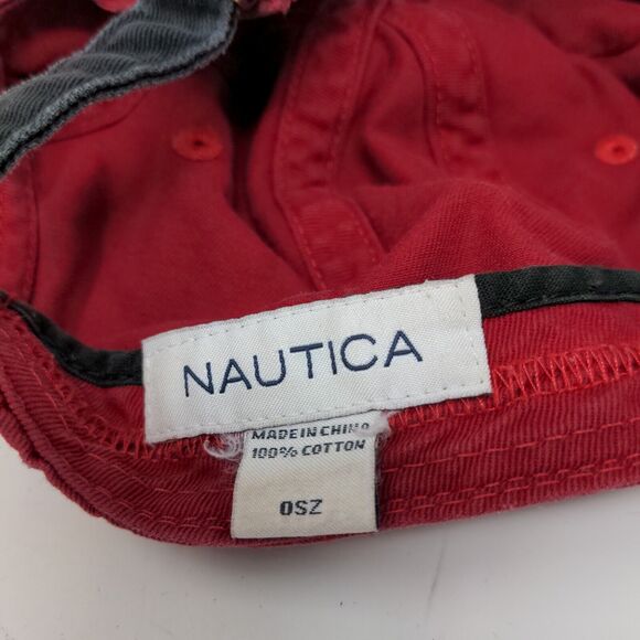 Nautica Men's Slideback Hat Red Size OS Graphic Logo 100% Cotton - Picture 7 of 7